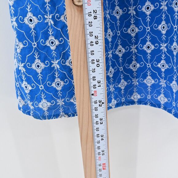 RHODE X TARGET Dress Sz S Blue Embroidered Eyelet Floral Cotton Puff Sleeve Mini - Picture 11 of 12